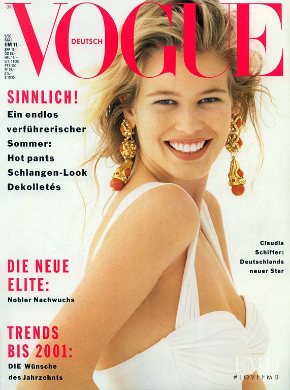 Claudia Schiffer featured on the Vogue Germany cover from May 1990