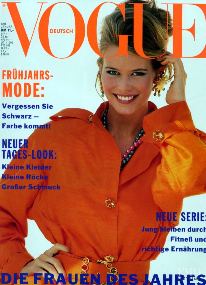 Claudia Schiffer featured on the Vogue Germany cover from January 1991