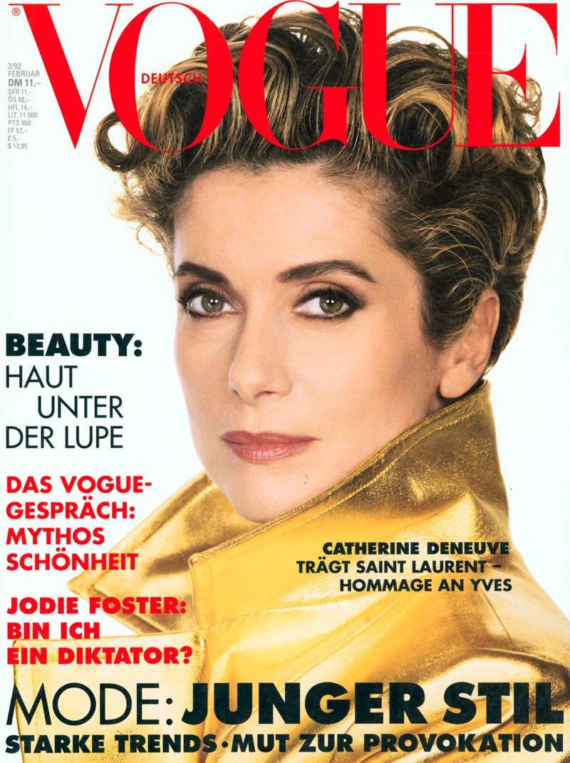 Catherine Deneuve featured on the Vogue Germany cover from February 1992