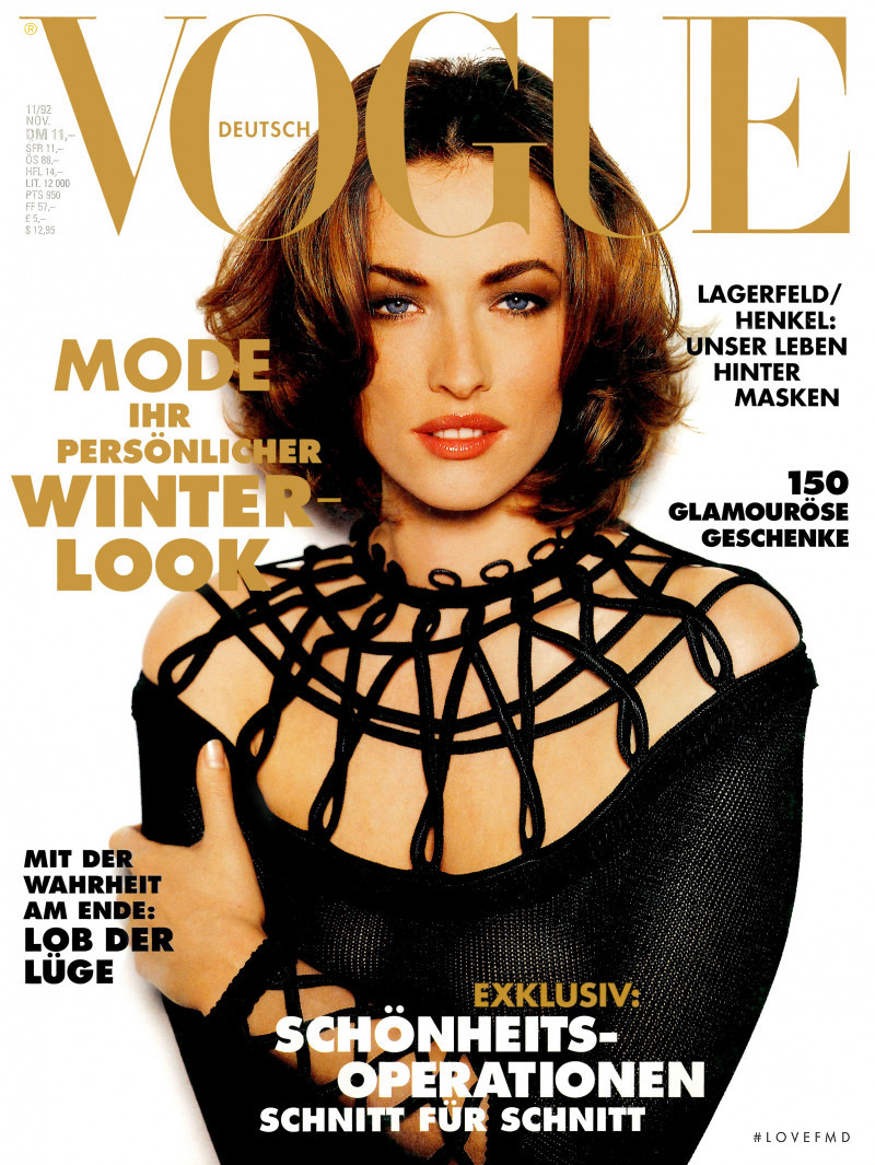 Tatjana Patitz featured on the Vogue Germany cover from November 1992