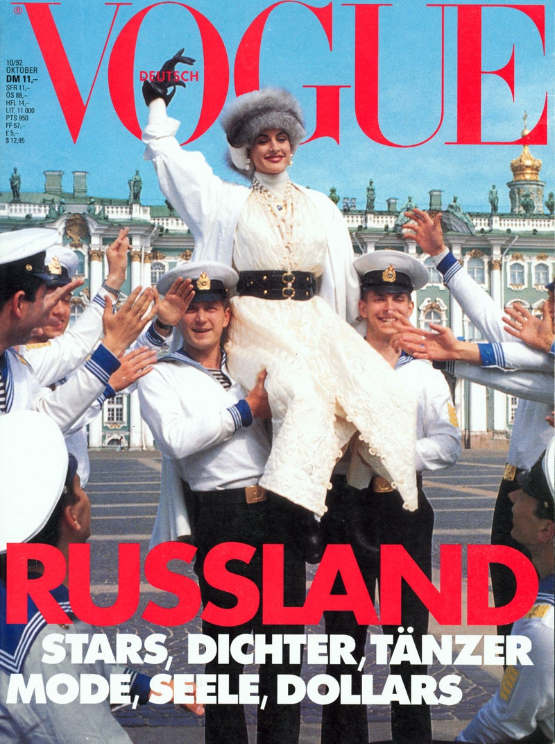 Helena Barquilla featured on the Vogue Germany cover from October 1992