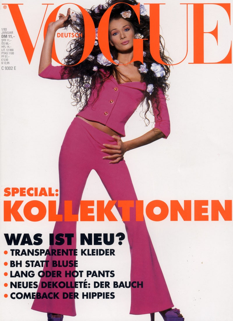 Angelika Kallio featured on the Vogue Germany cover from January 1993