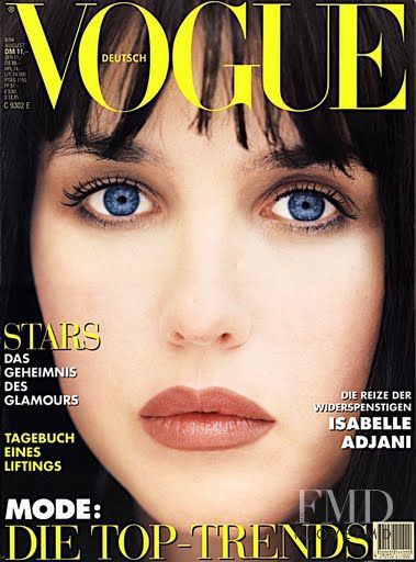 Isabelle Adjani featured on the Vogue Germany cover from August 1994
