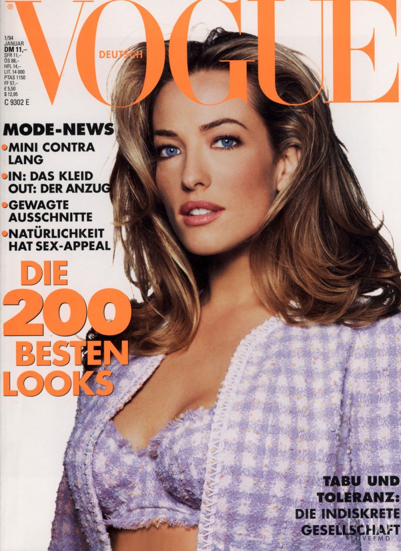 Tatjana Patitz featured on the Vogue Germany cover from January 1994