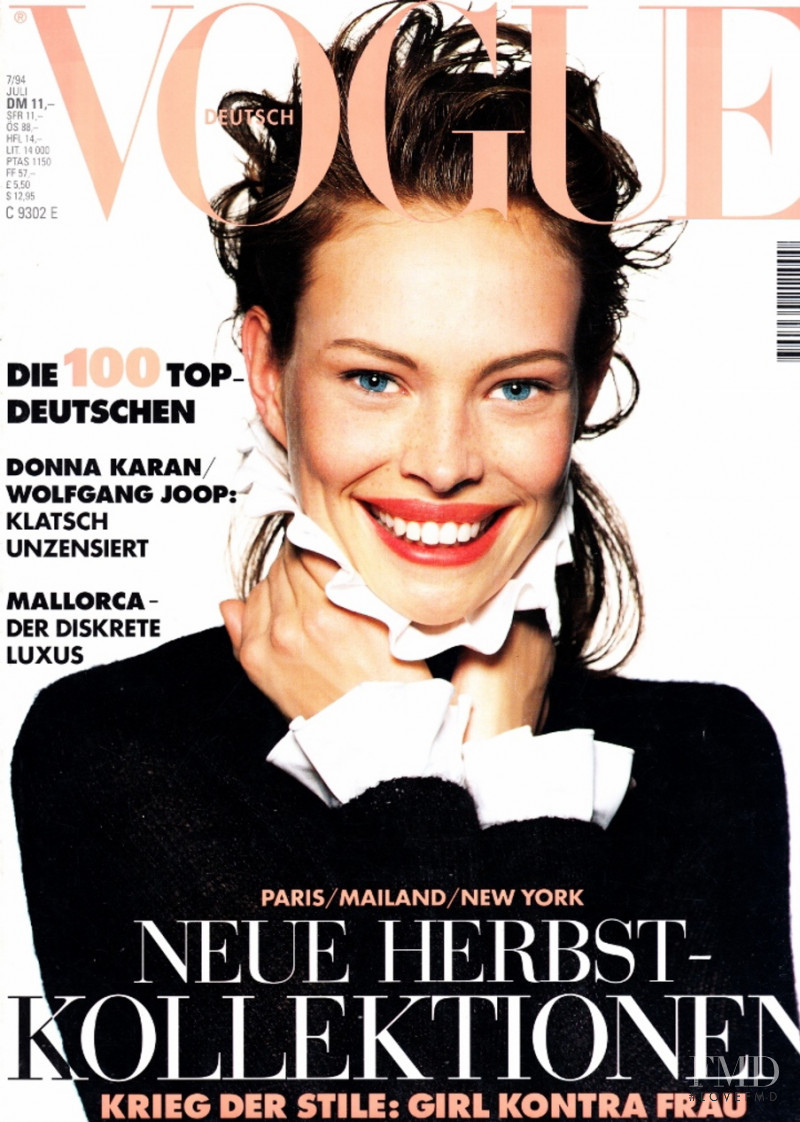 Nicole Maddox Grayson featured on the Vogue Germany cover from July 1994