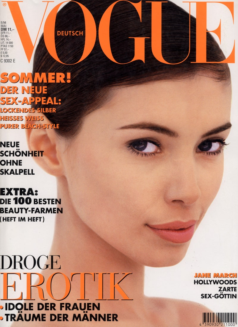 Jane March featured on the Vogue Germany cover from May 1994