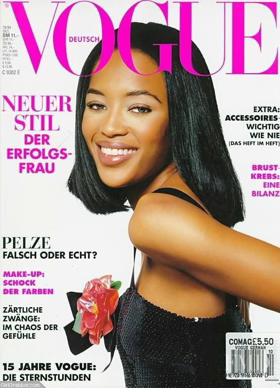 Naomi Campbell featured on the Vogue Germany cover from October 1994