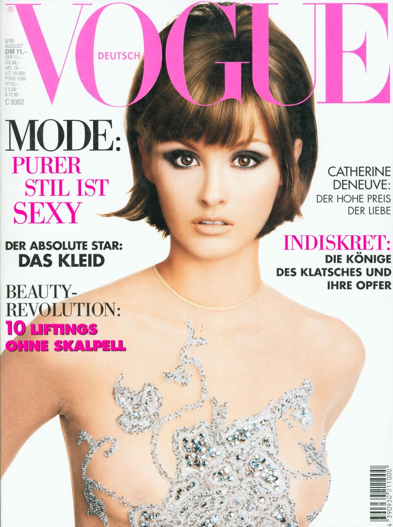 Trish Goff featured on the Vogue Germany cover from August 1995