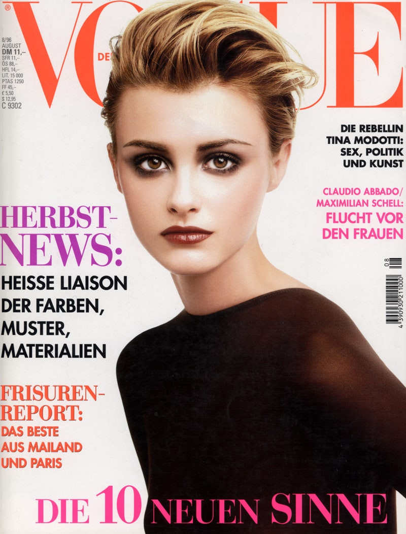 Trish Goff featured on the Vogue Germany cover from August 1996