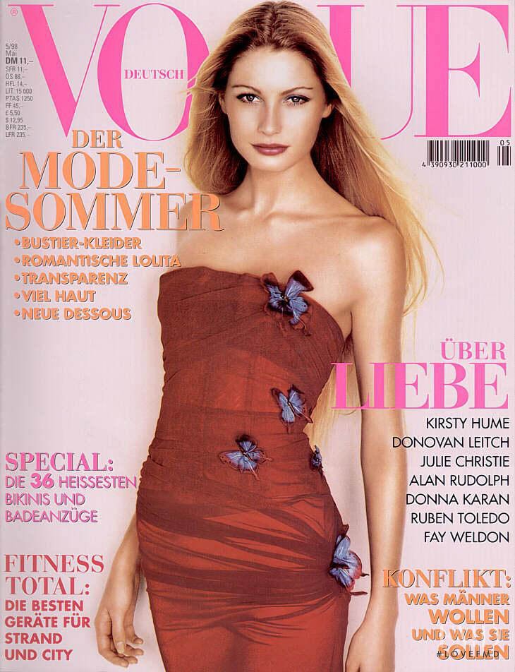 Kirsty Hume featured on the Vogue Germany cover from May 1998