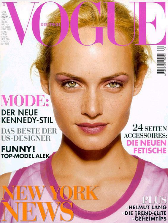 Amber Valletta featured on the Vogue Germany cover from April 1999