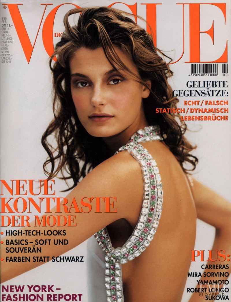 Aurelie Claudel featured on the Vogue Germany cover from February 1999