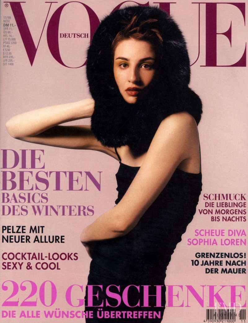 Erin O%Connor featured on the Vogue Germany cover from November 1999