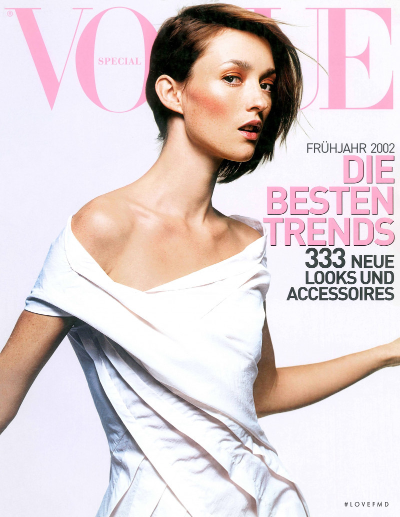 Audrey Marnay featured on the Vogue Germany cover from February 2002