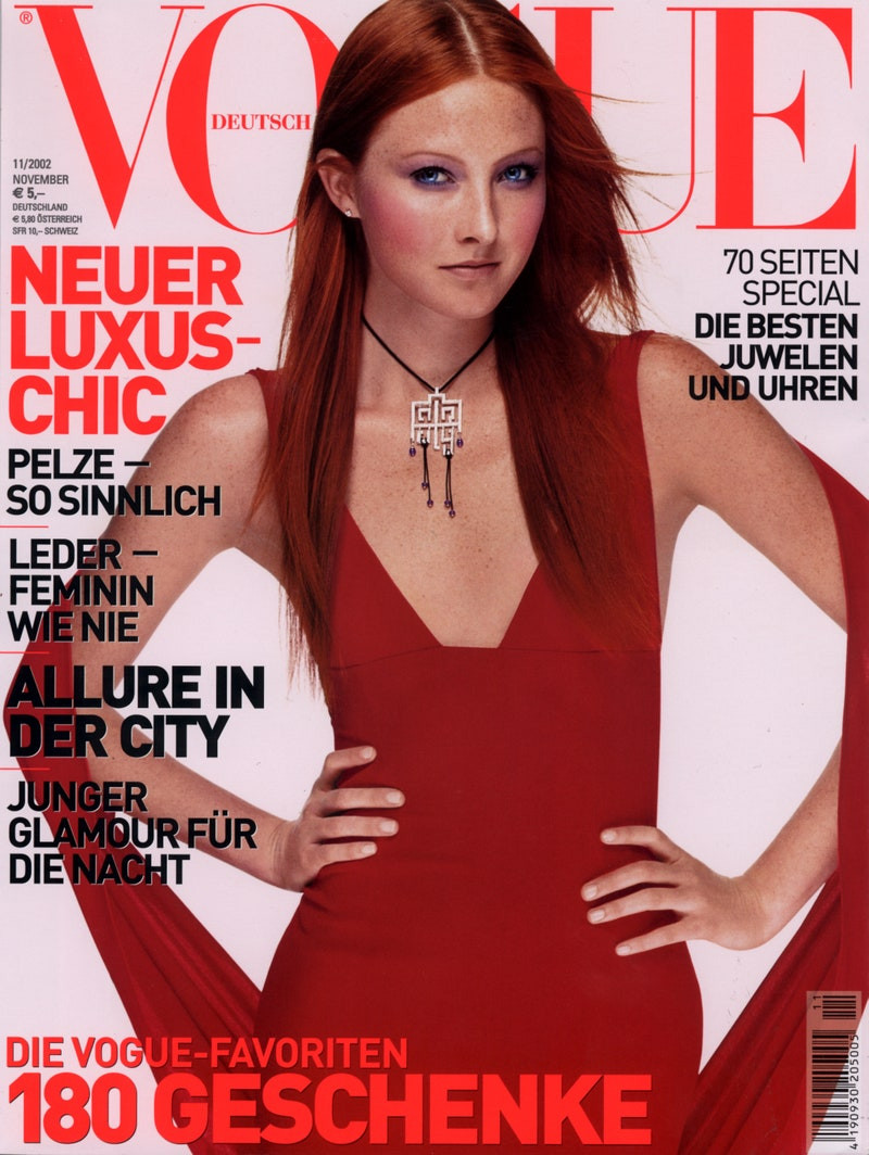 Maggie Rizer featured on the Vogue Germany cover from November 2002