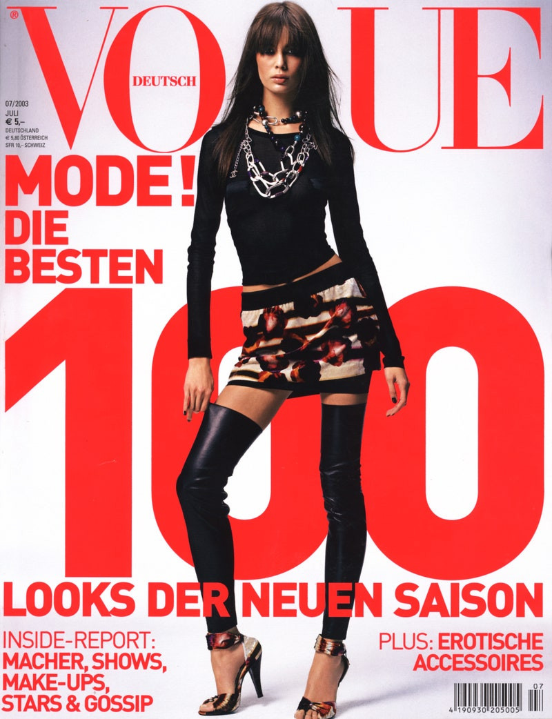 Mia Rosing featured on the Vogue Germany cover from July 2003