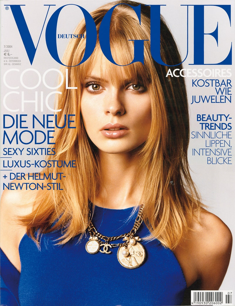 Julia Stegner featured on the Vogue Germany cover from July 2004