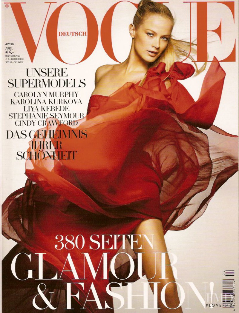 Carolyn Murphy featured on the Vogue Germany cover from April 2007