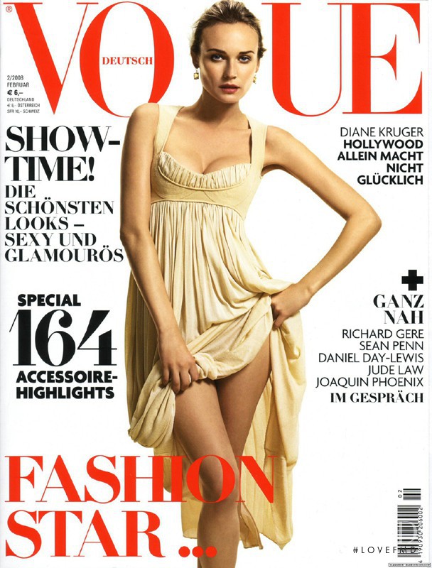 Diane Heidkruger featured on the Vogue Germany cover from February 2008