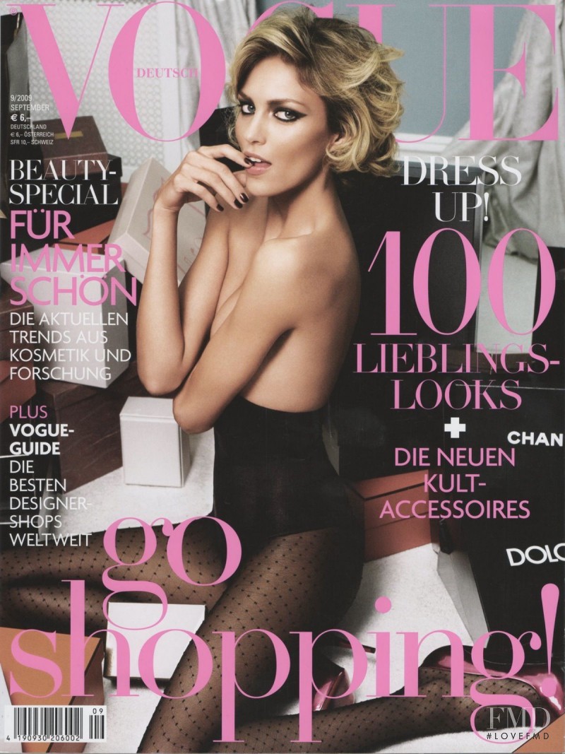 Anja Rubik featured on the Vogue Germany cover from September 2009