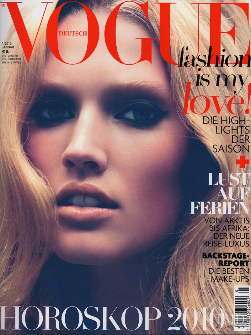 Toni Garrn featured on the Vogue Germany cover from January 2010