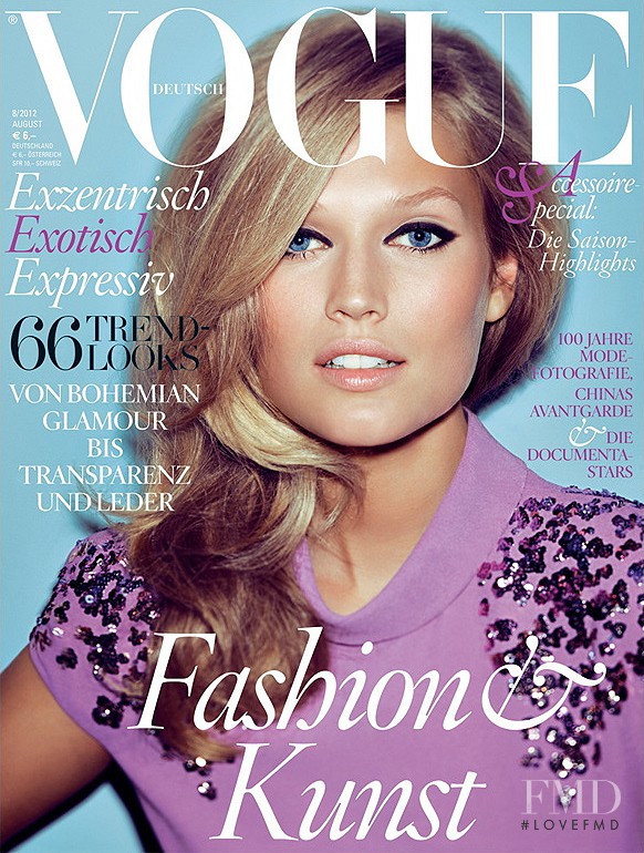 Toni Garrn featured on the Vogue Germany cover from August 2012