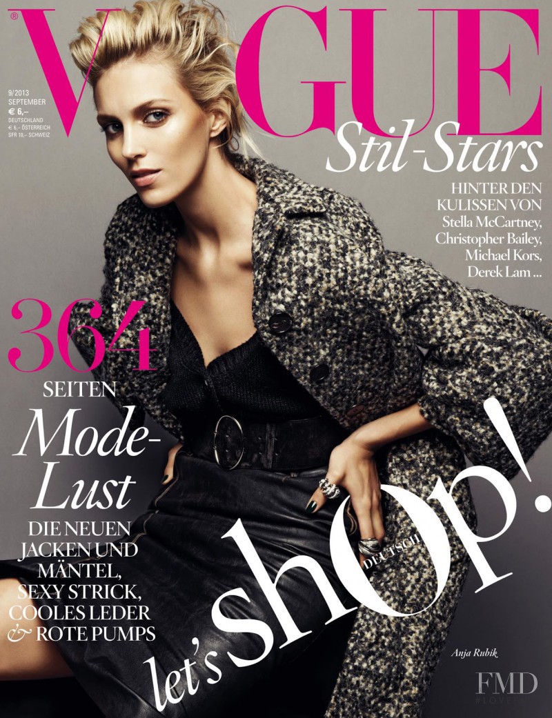 Anja Rubik featured on the Vogue Germany cover from September 2013
