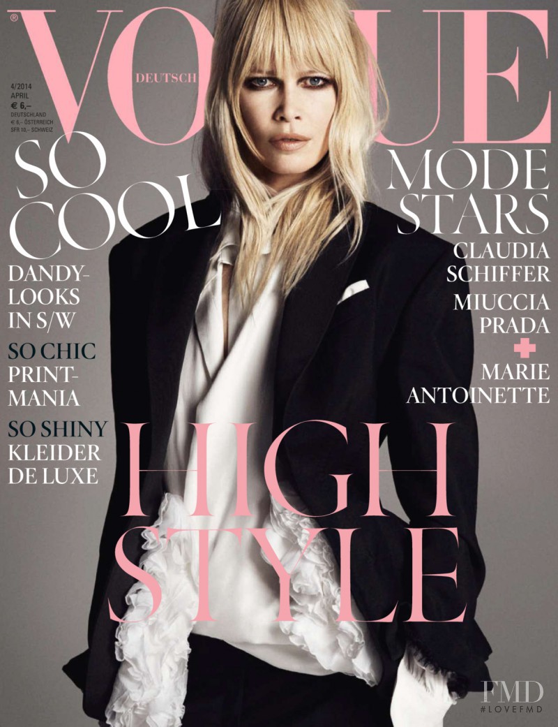 Claudia Schiffer featured on the Vogue Germany cover from April 2014