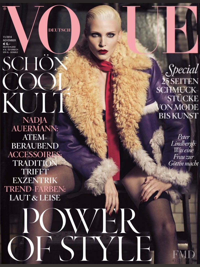 Nadja Auermann featured on the Vogue Germany cover from November 2014