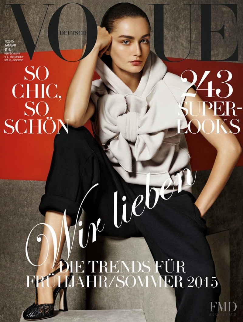 Andreea Diaconu featured on the Vogue Germany cover from January 2015