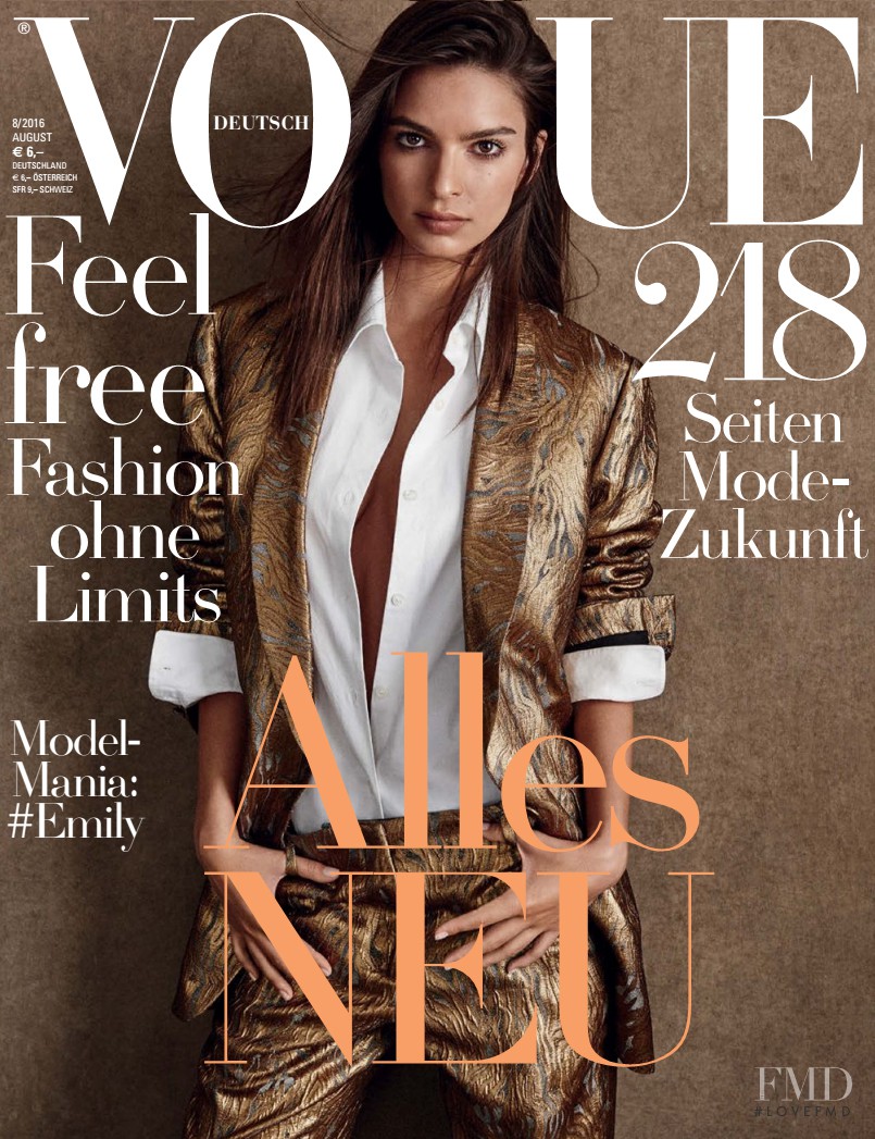 Cover of Vogue Germany with Emily Ratajkowski, August 2016 (ID:39266 ...