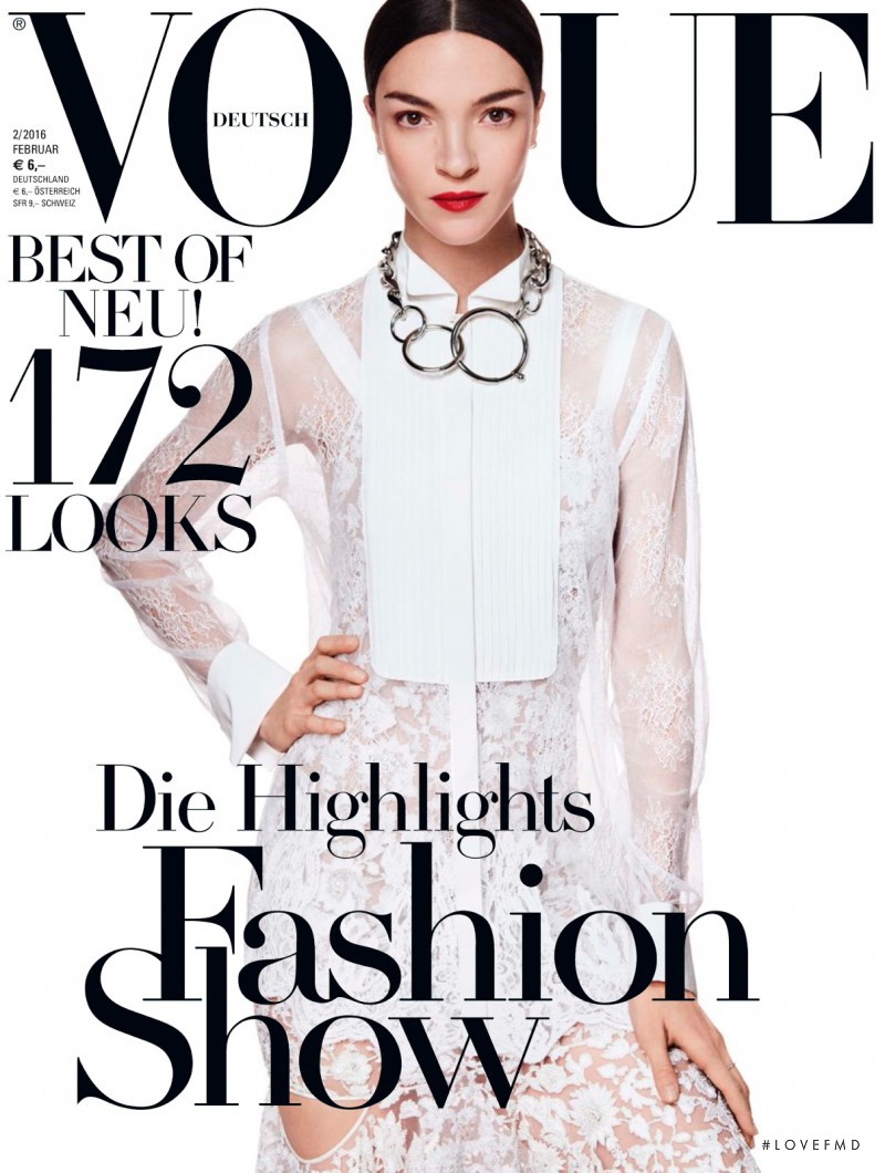 Mariacarla Boscono featured on the Vogue Germany cover from February 2016