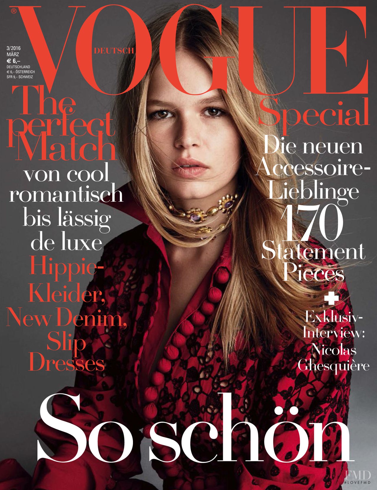 Cover of Vogue Germany with Anna Ewers, March 2016 (ID:36704 ...