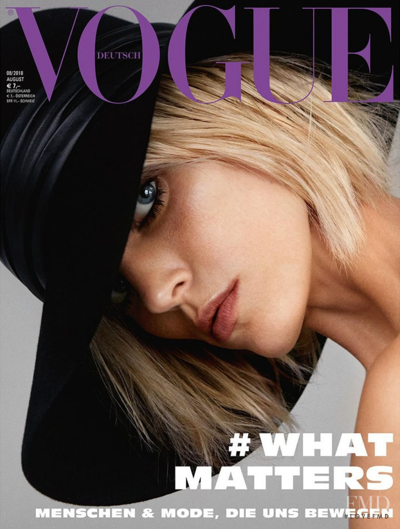 Anja Rubik featured on the Vogue Germany cover from August 2018
