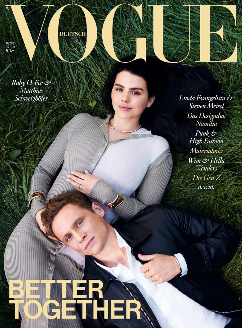 Ruby O. Fee, Matthias Schweighöfer featured on the Vogue Germany cover from October 2023