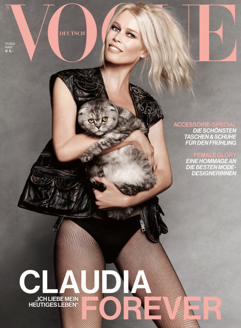 Claudia Schiffer featured on the Vogue Germany cover from March 2024