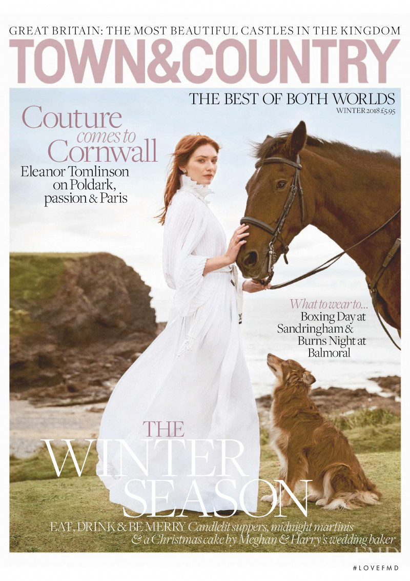 Eleanor Tomlinson featured on the Town & Country UK cover from December 2018