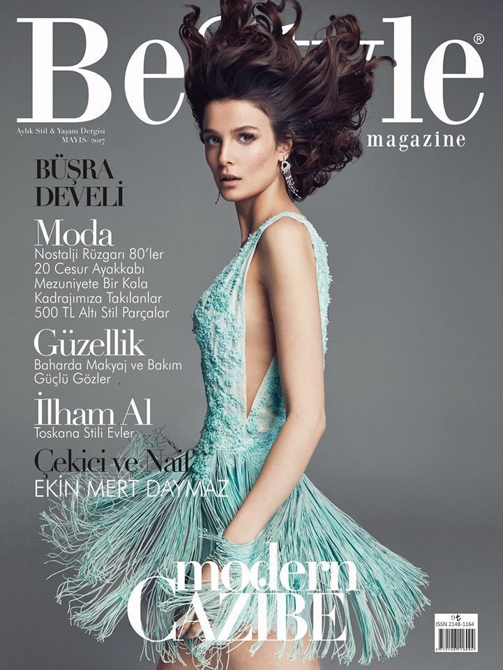 Busra Develi featured on the BeStyle cover from May 2017