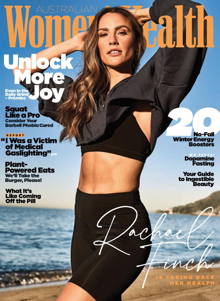 Rachael Finch featured on the Women\'s Health Australia cover from July 2022