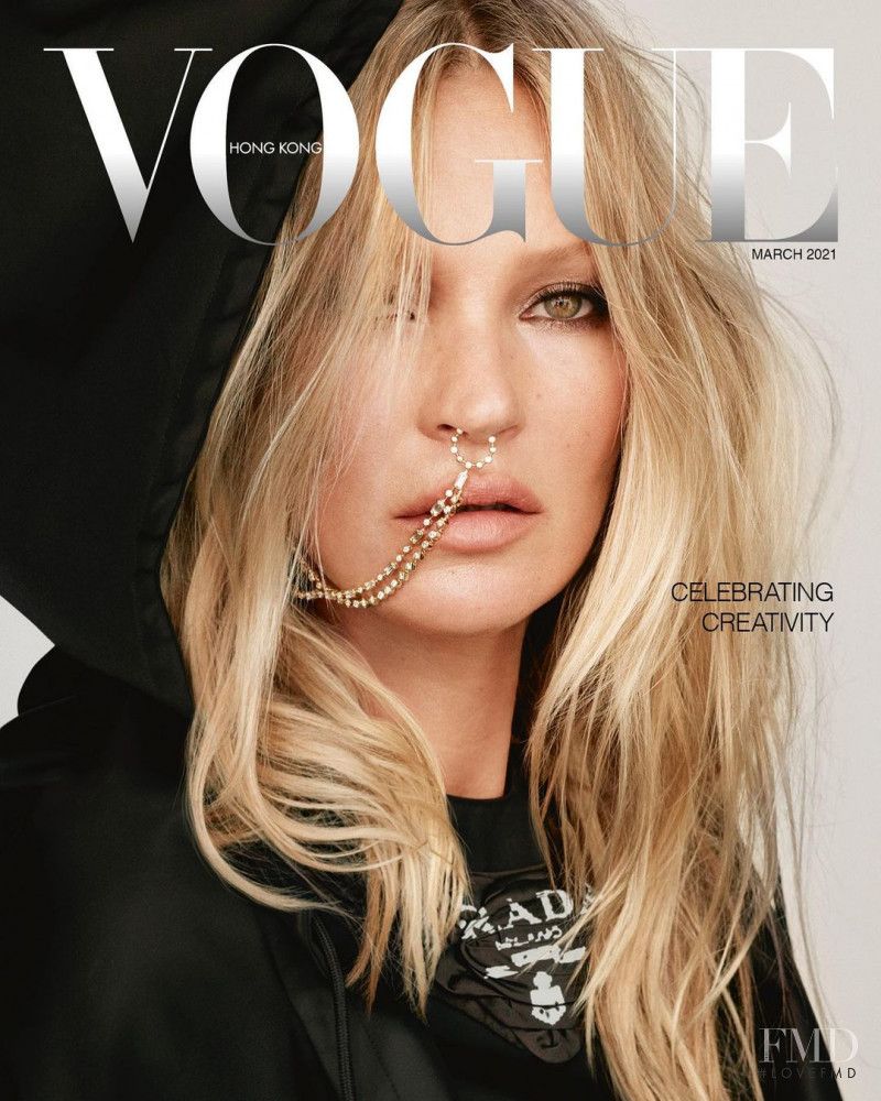 Kate Moss featured on the Vogue Hong Kong cover from March 2021