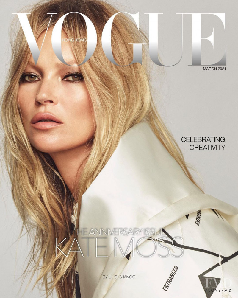 Kate Moss featured on the Vogue Hong Kong cover from March 2021