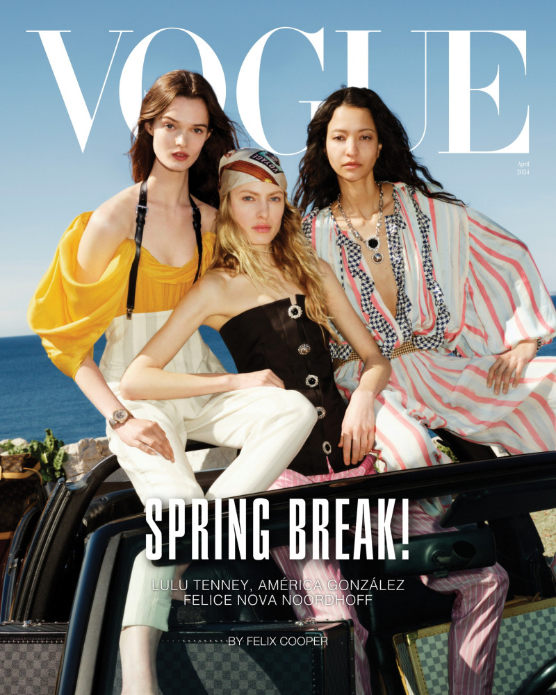 Lulu Tenney, Felice Noordhoff, America Gonzalez featured on the Vogue Hong Kong cover from April 2024