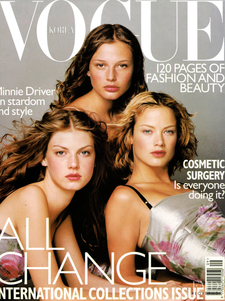 Carolyn Murphy featured on the Vogue Korea cover from October 1998