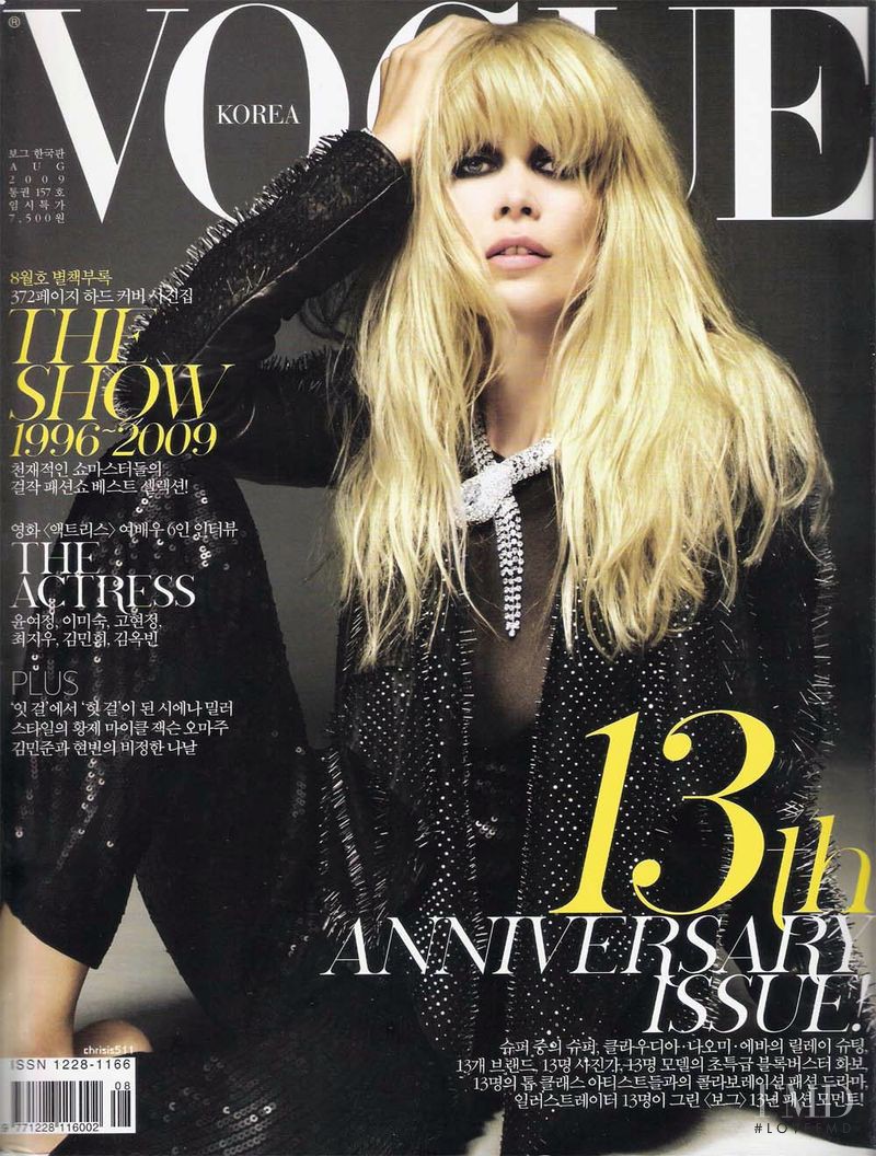 Claudia Schiffer featured on the Vogue Korea cover from August 2009