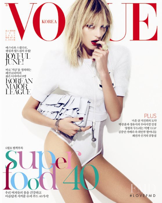 Anja Rubik featured on the Vogue Korea cover from June 2010