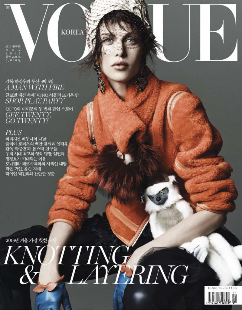Aymeline Valade featured on the Vogue Korea cover from November 2013