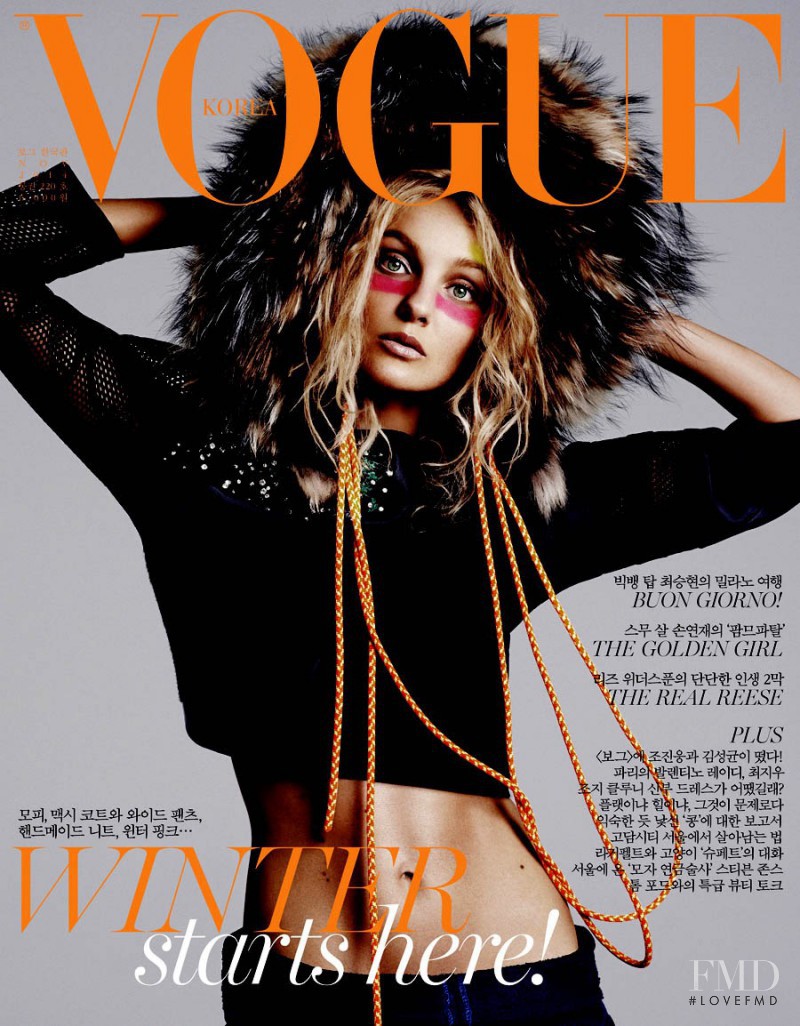 Caroline Trentini featured on the Vogue Korea cover from November 2014