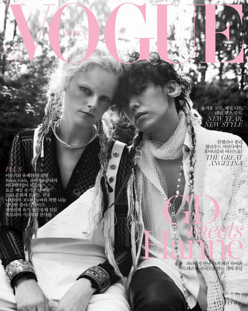 Hanne Gaby Odiele featured on the Vogue Korea cover from January 2015