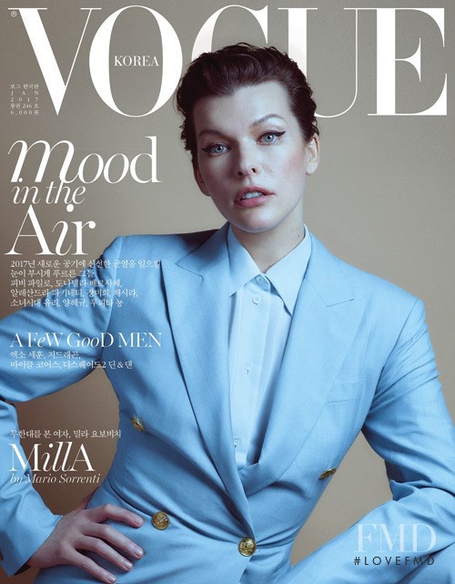 Milla Jovovich featured on the Vogue Korea cover from January 2017