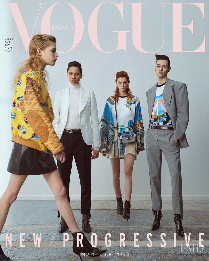 Clementine Balcaen, Mariam de Vinzelle, Krow Kian, Alyssa Sardine featured on the Vogue Korea cover from April 2019